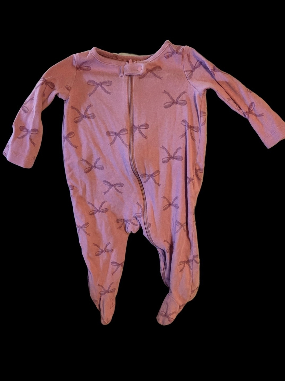 Carter's Pink Bow Print Footed One-Piece